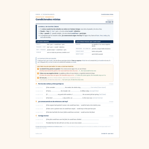 Chuleta de condicionales mixtas de 2º Bachillerato