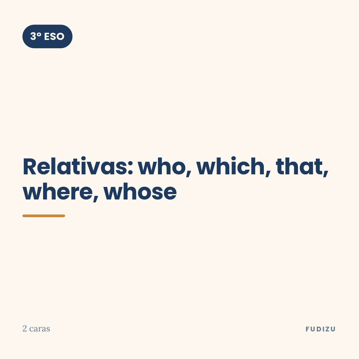 Chuleta de relativas: who, which, that, where, whose de 3º ESO