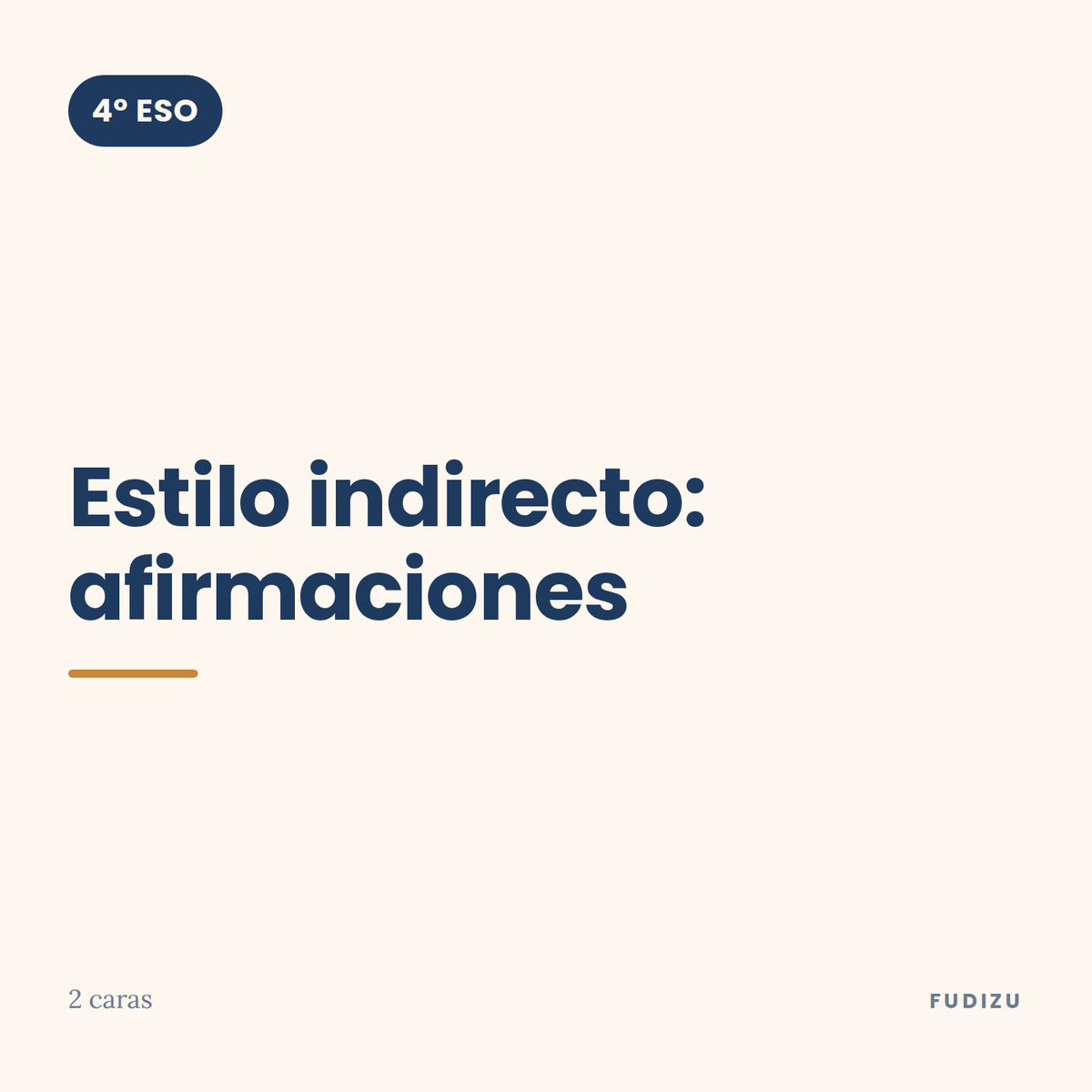 Chuleta de estilo indirecto: afirmaciones de 4º ESO